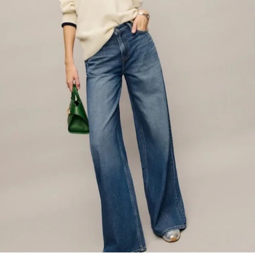 Reformation Rui lived in Classic Blue Wide-Leg Jeans baggy 32